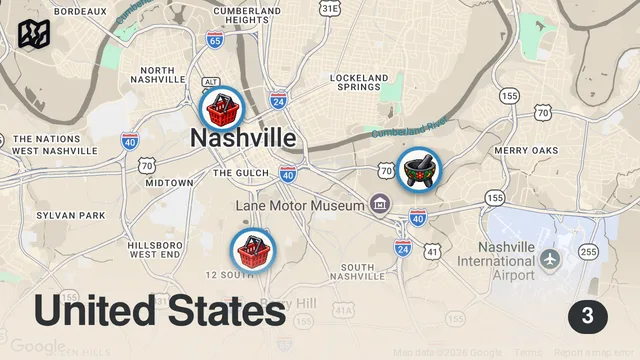 Map of Letting Strangers Decide What I Eat For 24 Hours... (Nashville)