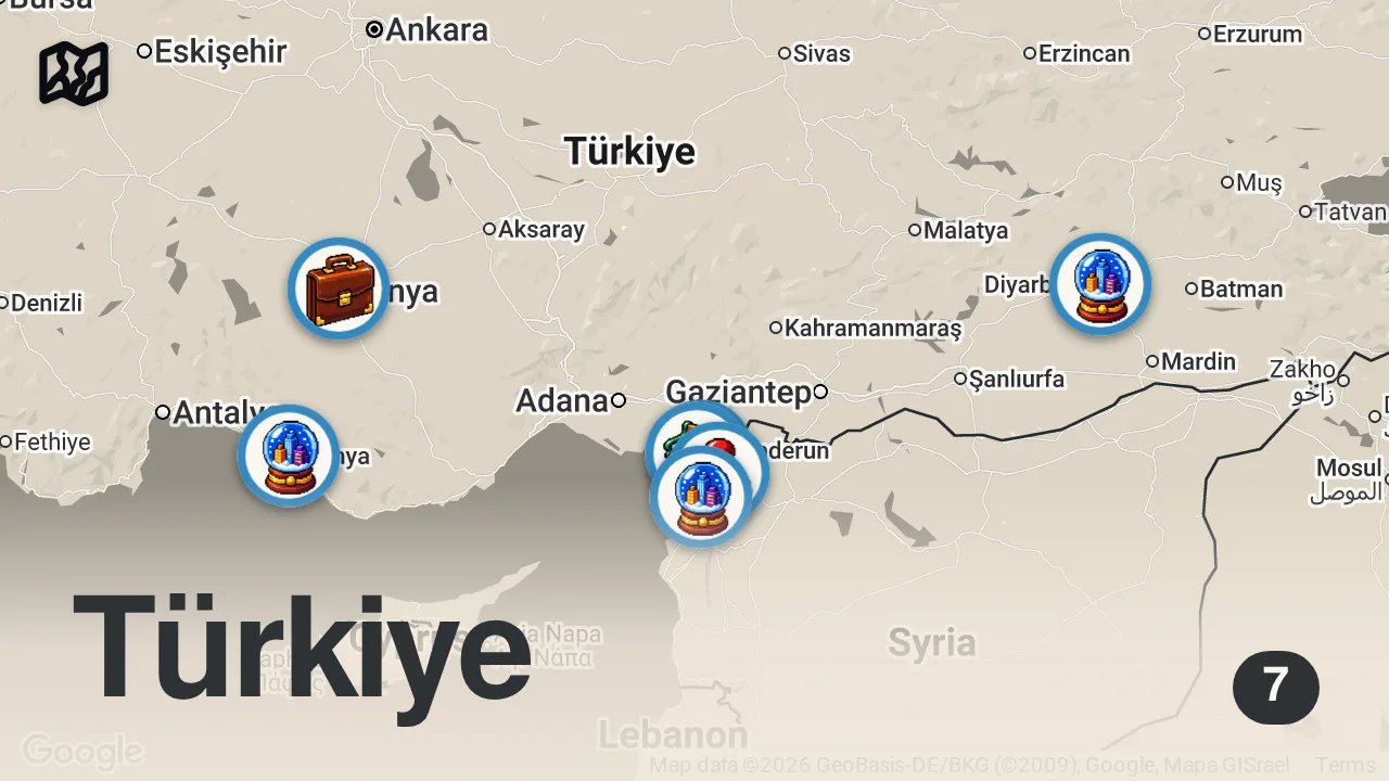 Map of 7 spots from DEPREM VE SONRASI NELER YAŞADIM…