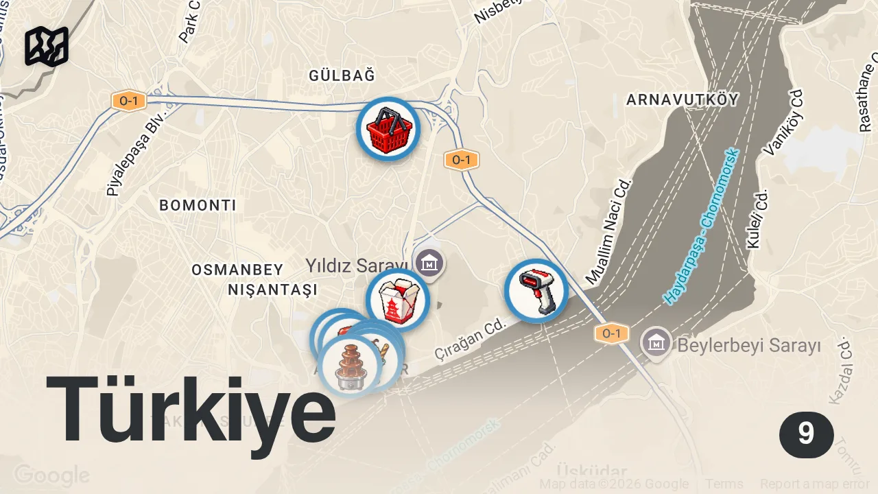 Map of 9 spots from Beşiktaş'ta Lezzet Avındayız! I Semtin en iyi lezzetleri tek videoda.