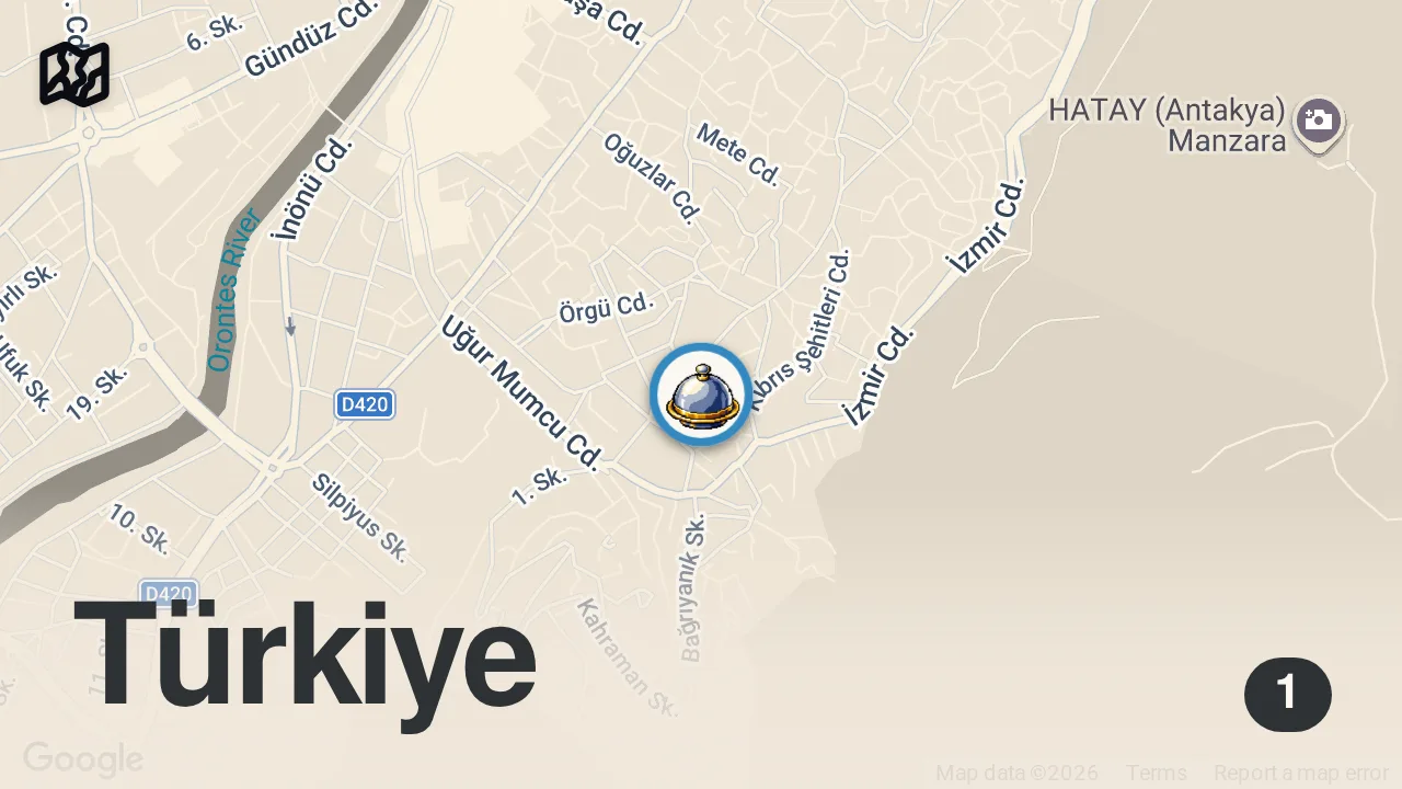 Map of 1 spot from Antakya’da İlk Defa Göreceğiniz Yemekler ve Mekanlar!
