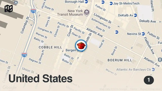 Map of This is where Italian people go to eat pizza in New York City