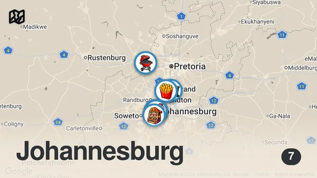 Map of South African Fast Food!! Epic 24 Hours in Johannesburg!!