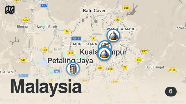 Map of MALAYSIAN STREET FOOD 🇲🇾 - Ultimate street food tour of Kuala Lumpur, Malaysia!