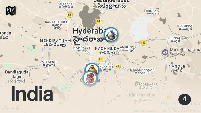 Map of Is this the BEST food city in INDIA? Indian street food tour of HYDERABAD, India
