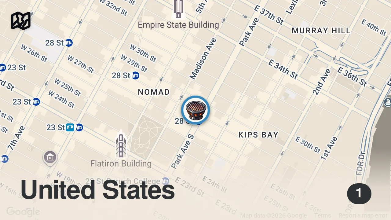 Map of 1 spot from How NYC’s Best Korean Fried Chicken is Made | Made to Order | Bon Appétit