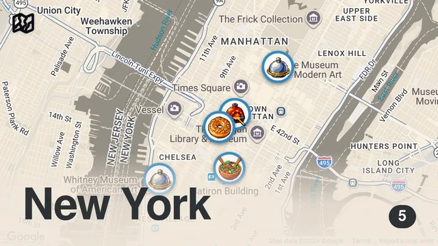 Map of Top 5 food places you MUST Try in New York?!