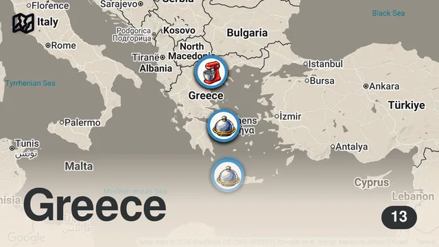 Map of 25 GREEK FOODS You Must Try! - From Bougatsa & Souvlaki to Lamb Chops 🇬🇷