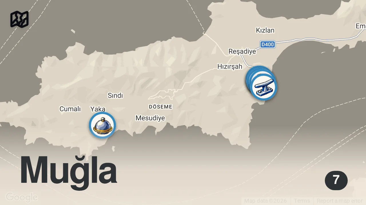 Map of 7 spots from DATÇA’DA NE YENİR?