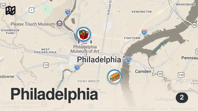 Map of Filipino Version of the Philly Roast Pork Sandwich