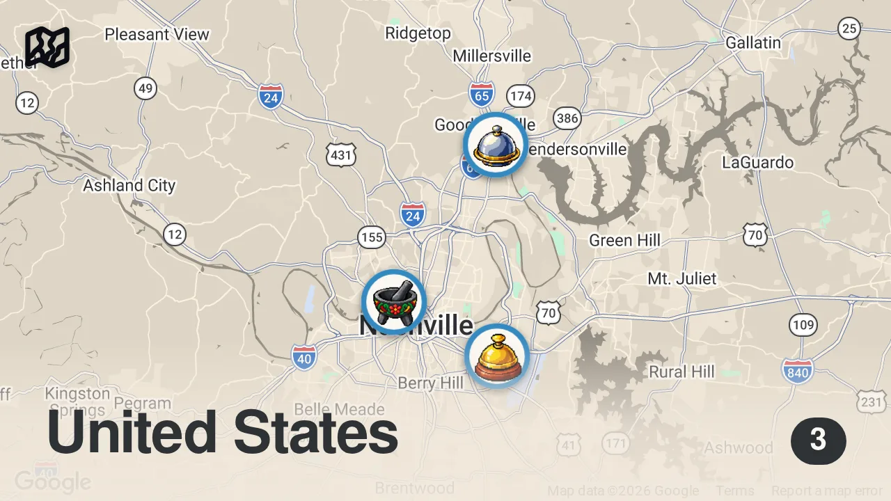 Map of 3 spots from Homeless Cowboy Eats MEXICAN Food For The First Time...
