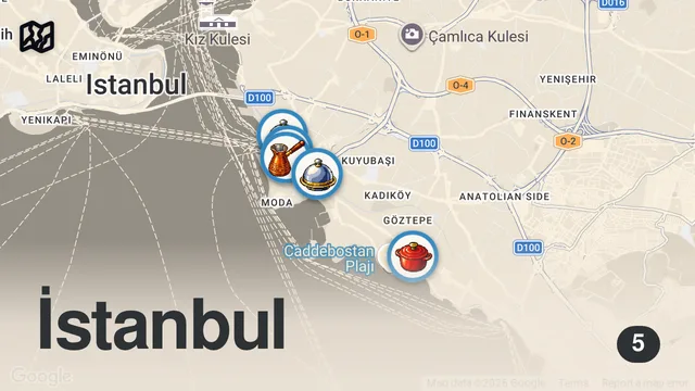 Map of Kadıköy Lezzet Rehberi | Pişi, Pizza, Döner, Kebap - Ayaküstü Lezzetler