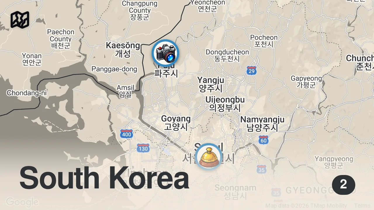 Map of 2 spots from CRAZY SOUTH KOREA VLOG SERIES | Seoul & The DMZ | TRAILER