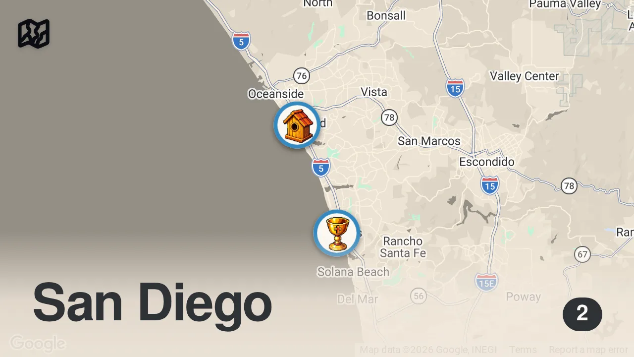 Map of 2 spots from Are These California's Best Beach Towns
