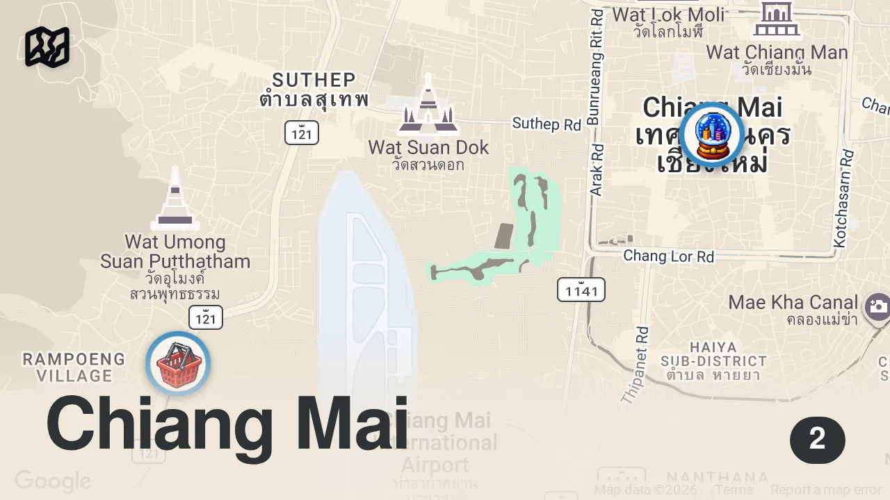 Map of 2 spots from Extreme Food Backyard!! SMOKED CATFISH + Jungle Beans - Thailand Farm to Table!!