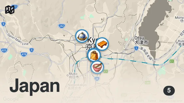 Map of 24H in Kyoto 🇯🇵 REAL SUSHI & Budget Japanese Food