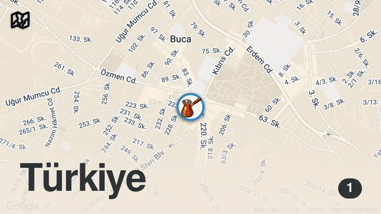 Map of 1 spot from 4 SAATTE HEPSİ BİTİYOR | BUCA KAZIM KOKOREÇ İZMİR