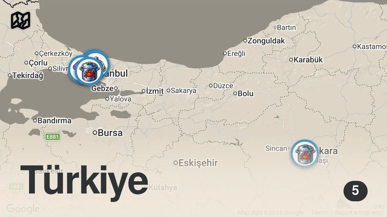 Map of 5 spots from EN SEVDİĞİMİZ BALIKÇILAR - TOP 5️⃣ - Ayaküstü Lezzetler