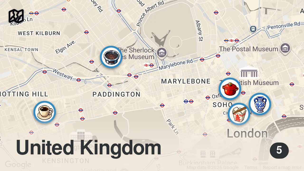 Map of 5 spots from I Ate at Restaurants People Told Me to Avoid