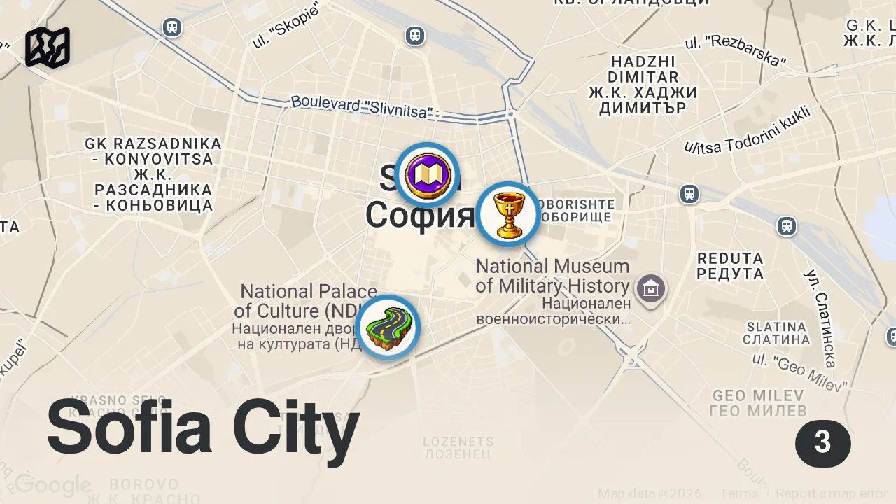 Map of 3 spots from Sofya Sokak Lezzetleri ve Geleneksel Bulgar Mutfağı | Zeynep Düvenci