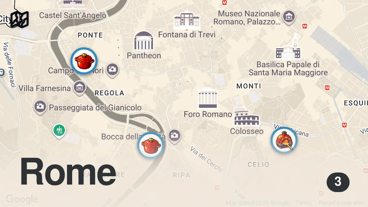Map of 3 spots from Everything I ate on my first day in Rome! 🇮🇹