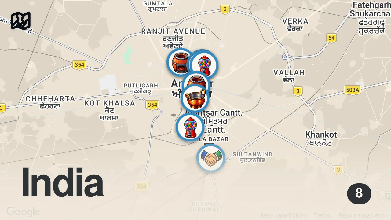 Map of 8 spots from I Ate Punjabi Breakfast of Champions in Amritsar, India!