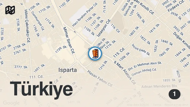 Map of BU KEBABI HERKES SEVMEZ AMA HASTASI ÇOK | ISPARTA VLOG
