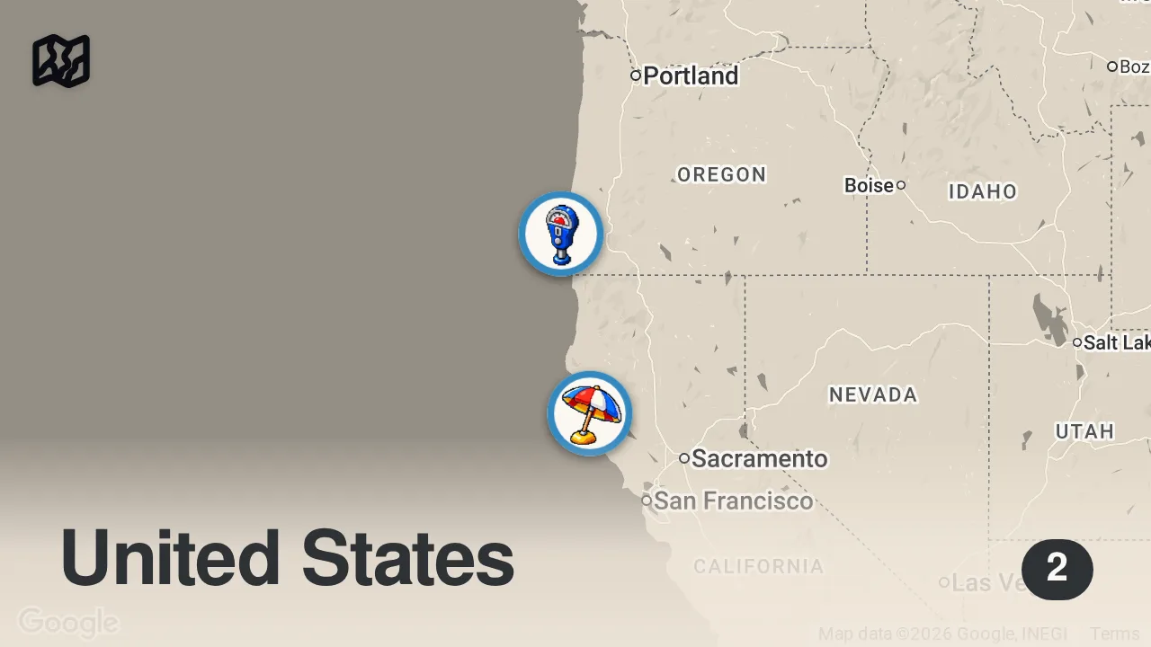 Map of 2 spots from Harvesting Purple Sea Urchin (Uni) on the Oregon Coast – Deep Dive