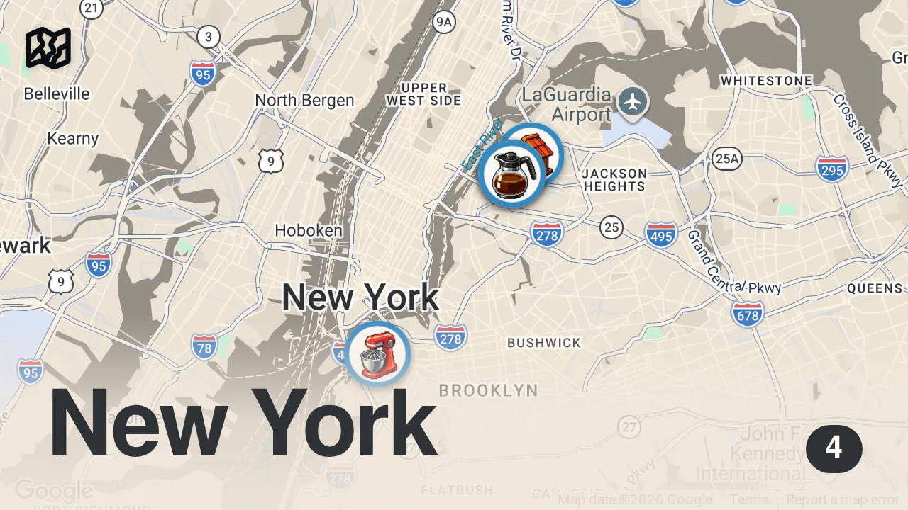 Map of 4 spots from Afghan Pastries and Family Style Kababs: FTD Silk Road Part 2