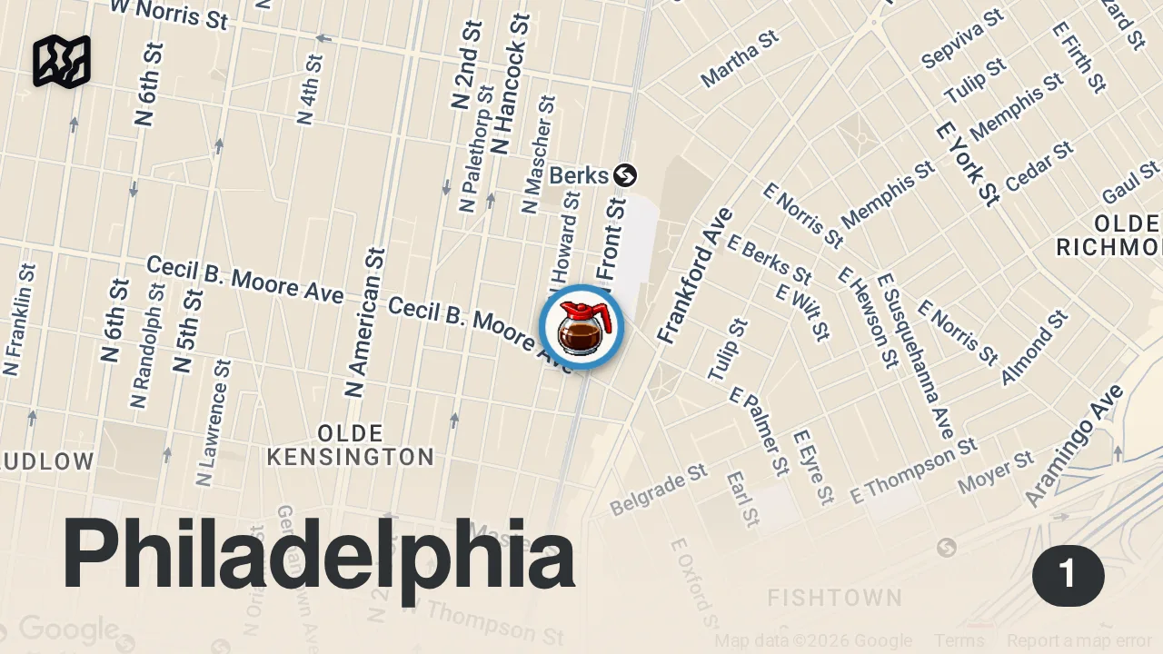 Map of 1 spot from A Very Fishtown Diner