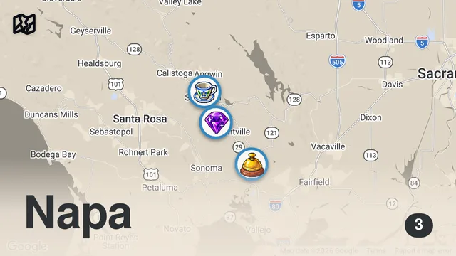 Map of $325 Train Food - LUXURY STEAK + CHEESE on the Napa Valley Wine Train!! 🚂 🍇