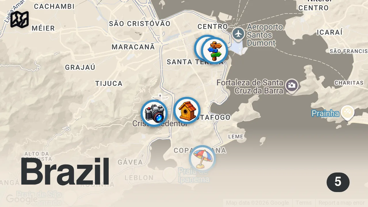 Map of 5 spots from Football in the Favela | Rio De Janeiro Brazil