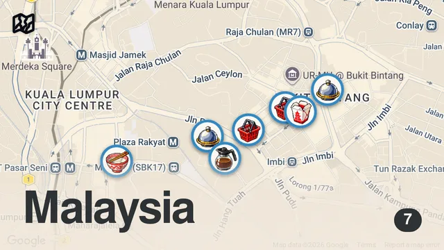 Map of 24 Hours in KUALA LUMPUR – Best STREET FOOD in Malaysia