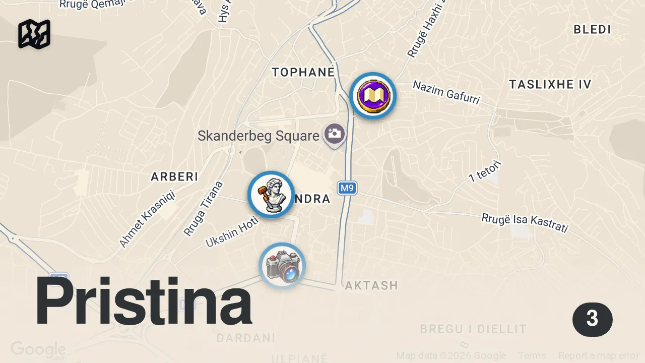 Map of 3 spots from Priştine Sokaklarında Balkan Lezzetleri | Yağız İzgül