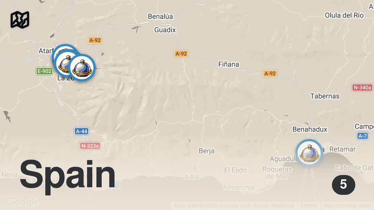 Map of 5 spots from Deniz Ürününün Zirvesi: Granada ve Almeria | Vedat Milor
