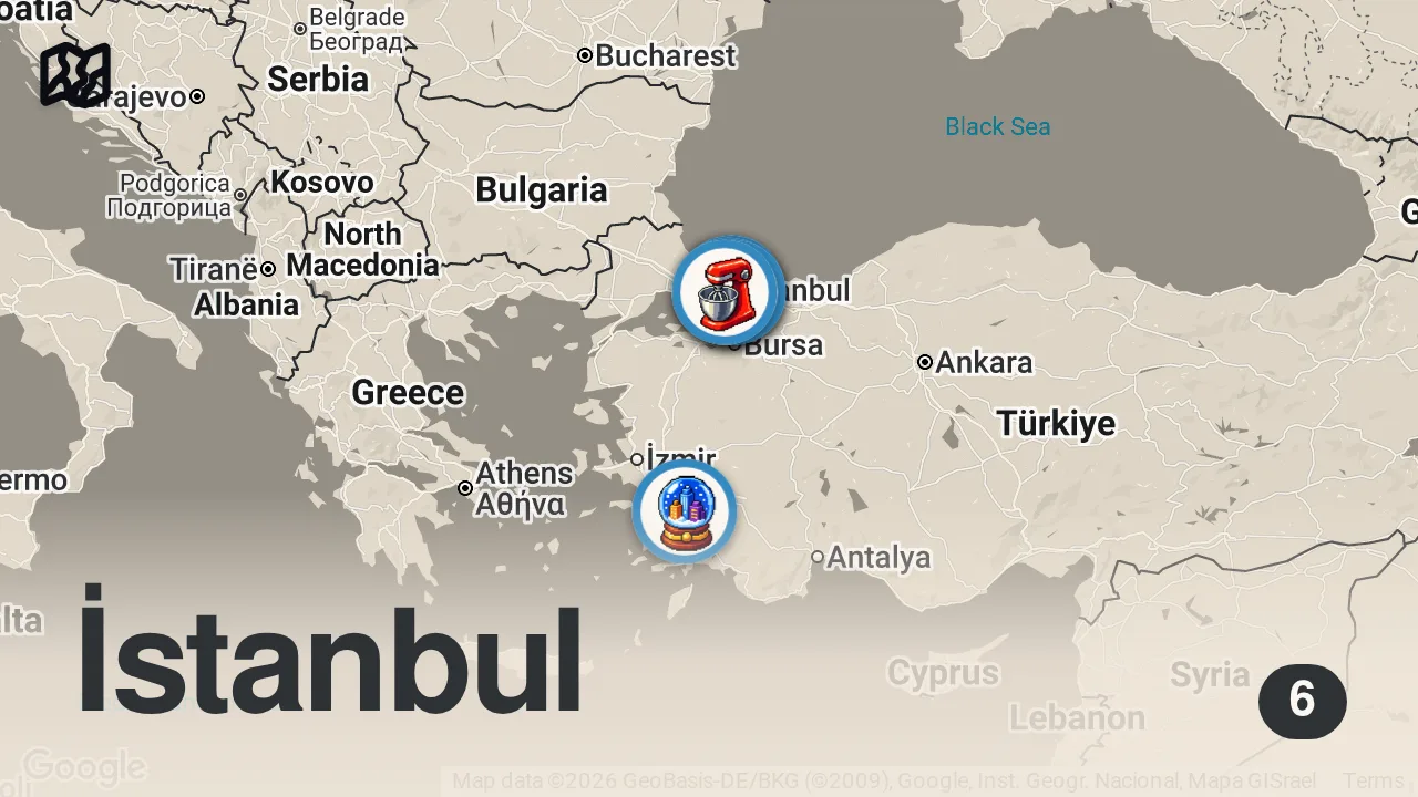 Map of 6 spots from İSTANBUL’UN EN İYİ LAHMACUNLARI! 🤩