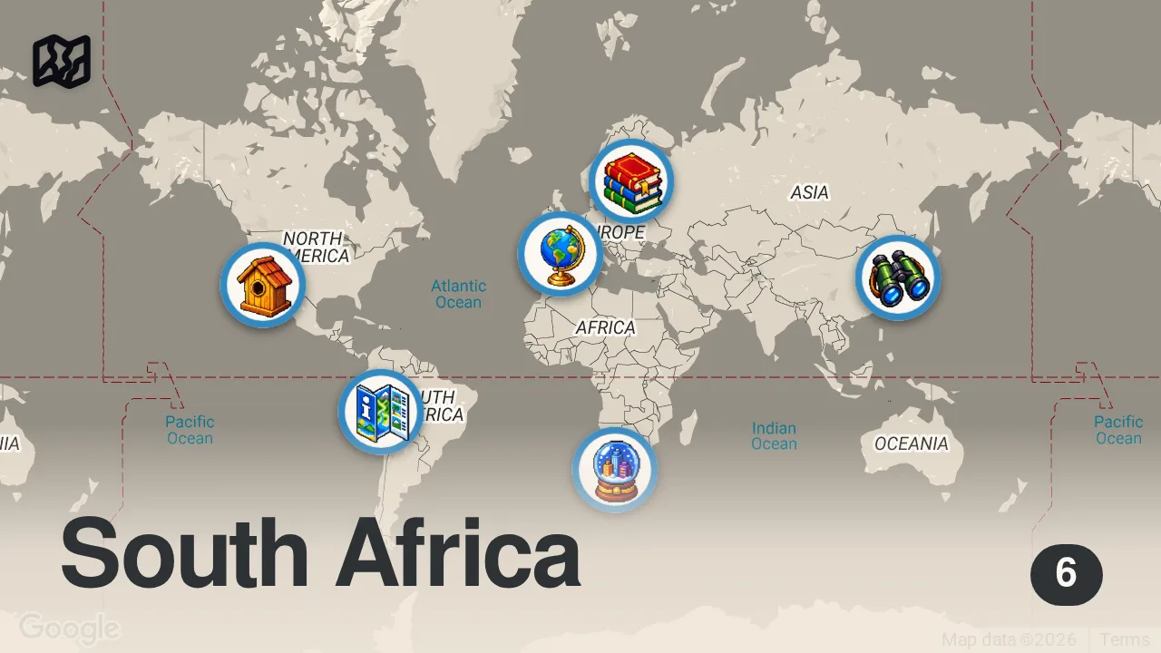 Map of 6 spots from Best Holiday Gift Guide for Travel 2018
