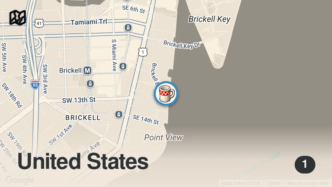 Map of 1 spot from INSIDE Miami's ONLY Michelin ALL YOU CAN EAT Luxury SUNDAY BRUNCH BUFFET!