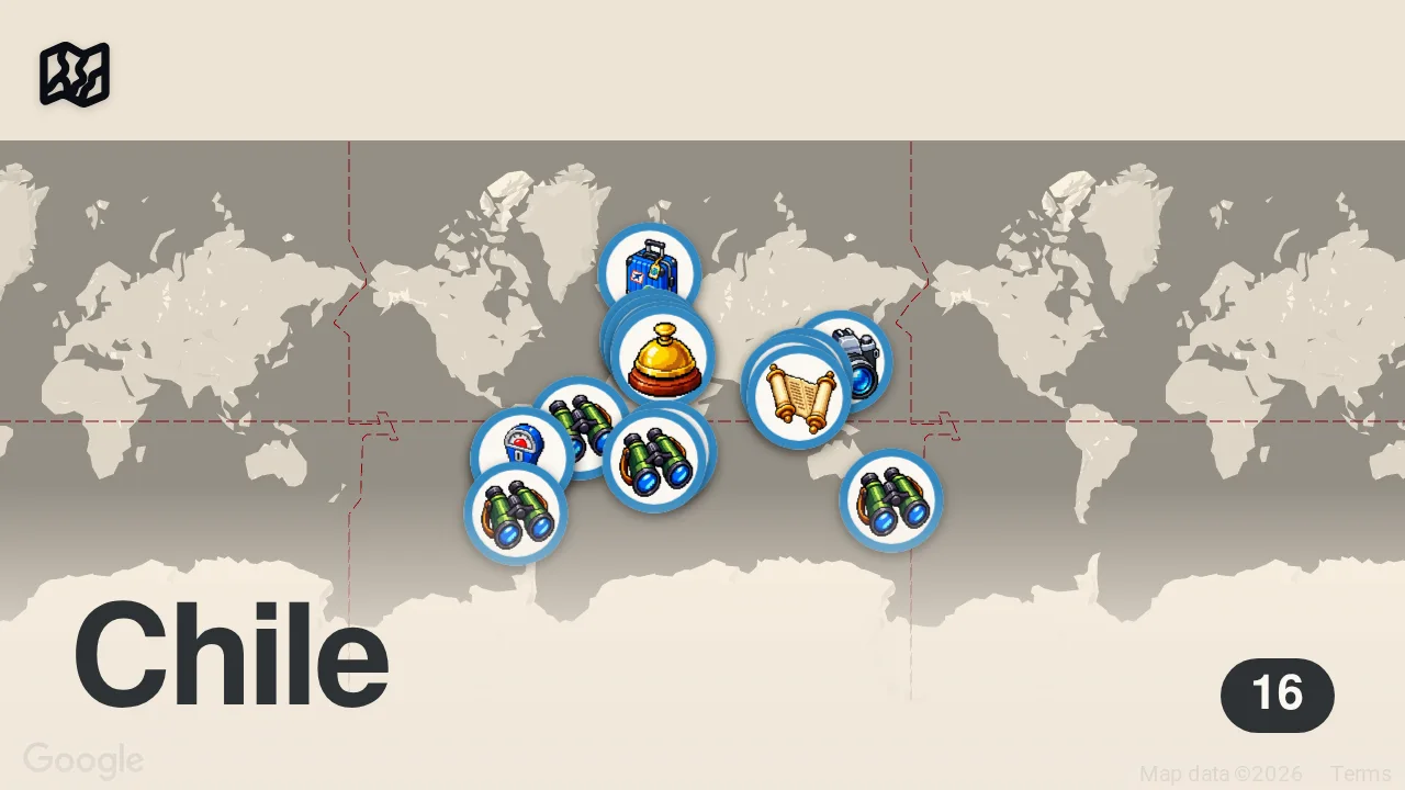 Map of 16 spots from 19 Plus Beaux ENDROITS Méconnus Qui Vont Vous Éblouir