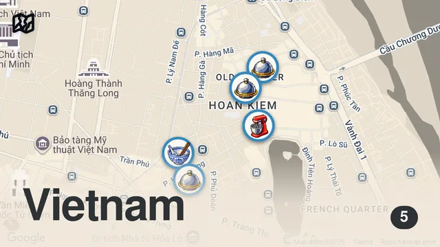 Map of 24H In HANOI - Eating Nonstop Vietnamese Street Food