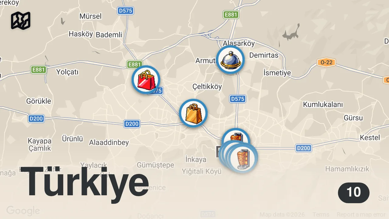 Map of 10 spots from Halka Sordum: “Bursa’nın En Güzel Yemeği Ne?” Cevaplar Şaşırttı! 😮