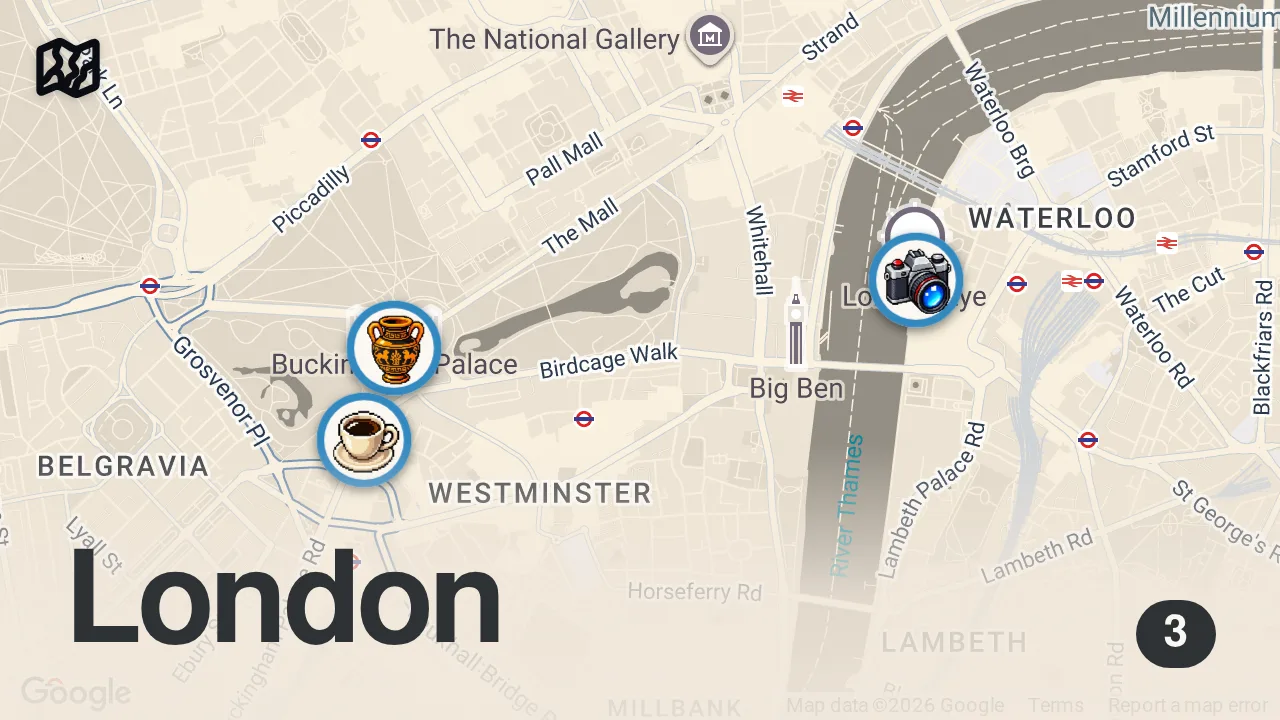 Map of 3 spots from I Revisited the Worst Restaurant