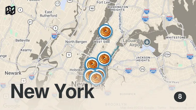 Map of NYC Bagel Guide: Must Visit Spots