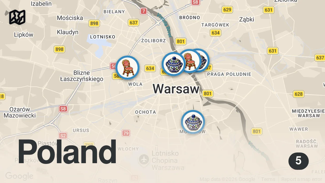 Map of 5 spots from Best POLISH FOOD in Warsaw!! (Where Locals Eat)