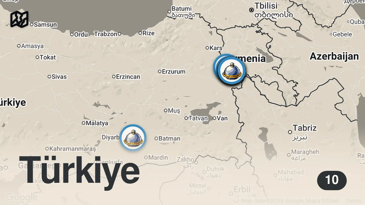 Map of 10 spots from IĞDIR’DA 1 GÜNDE NE YENİR!!! 1 GÜNDE DÜNYALARI YEDİM!!!