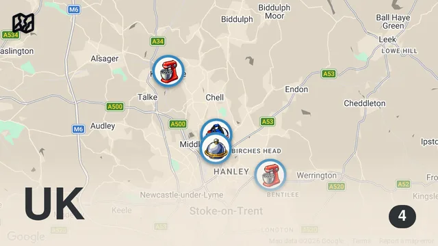 Map of TRYING STOKE'S MOST FAMOUS FOOTBALL FOOD