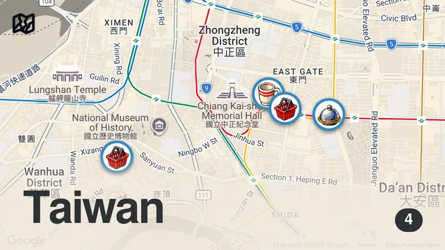 Map of 14 Hour NONSTOP Eating Taiwanese Street Food in Taipei - DIN TAI FUNG + SPICY STINKY TOFU CHALLENGE
