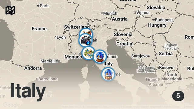 Map of 10 days in Italy | Rome, Florence, Cinque Terre & Lake Como ♡