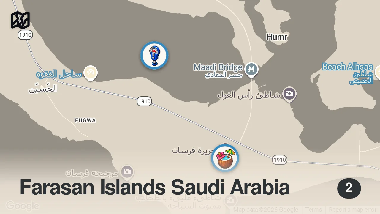Map of 2 spots from Extreme Hospitality!! SAUDI ARABIAN FOOD on Remote Farasan Islands in the RED SEA!!