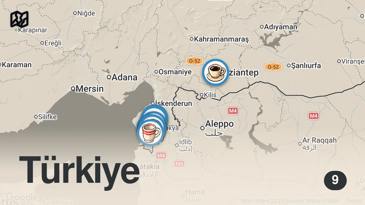 Map of 9 spots from HATAY DEPREMZEDE EVİ @Cemozu18