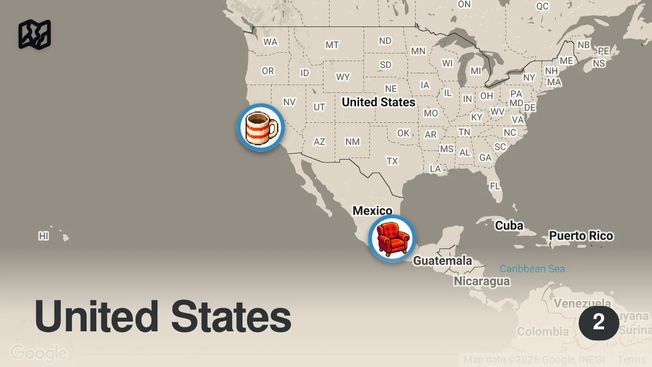Map of 2 spots from BEST TRAVEL GIFTS FOR 2016 HOLIDAYS